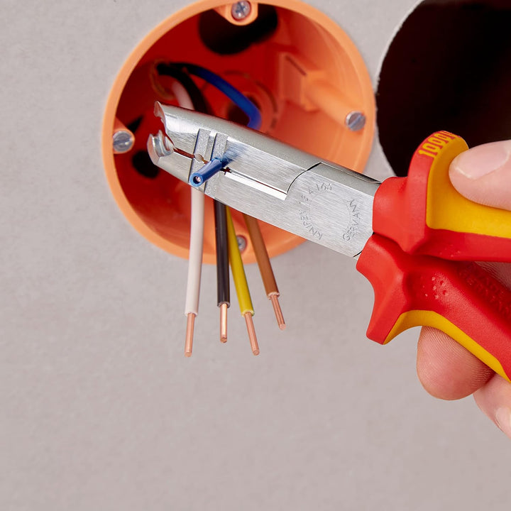 Knipex Abmantelungszange verchromt, isoliert mit Mehrkomponenten-Hüllen, VDE-geprüft 165 mm (SB-Kart