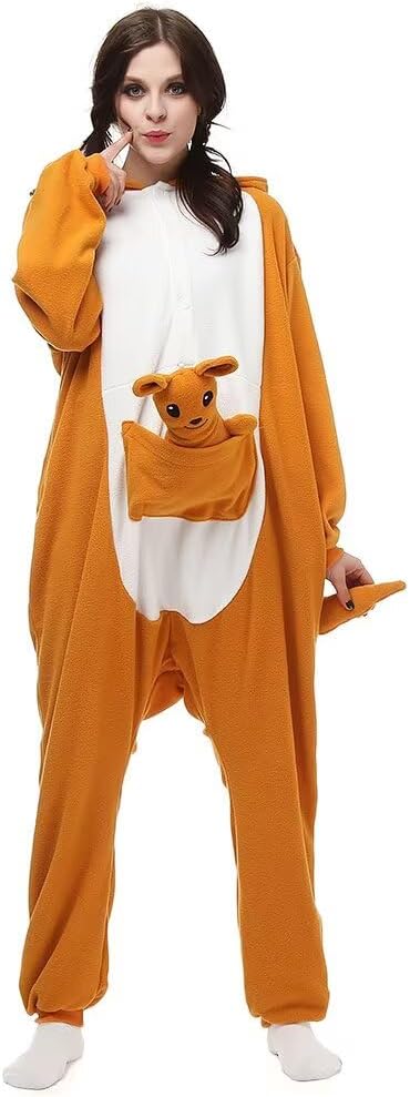 Tier Onesie Karneval Halloween Kostüm Cosplay Schlafanzüge Erwachsene S Känguru, S Känguru