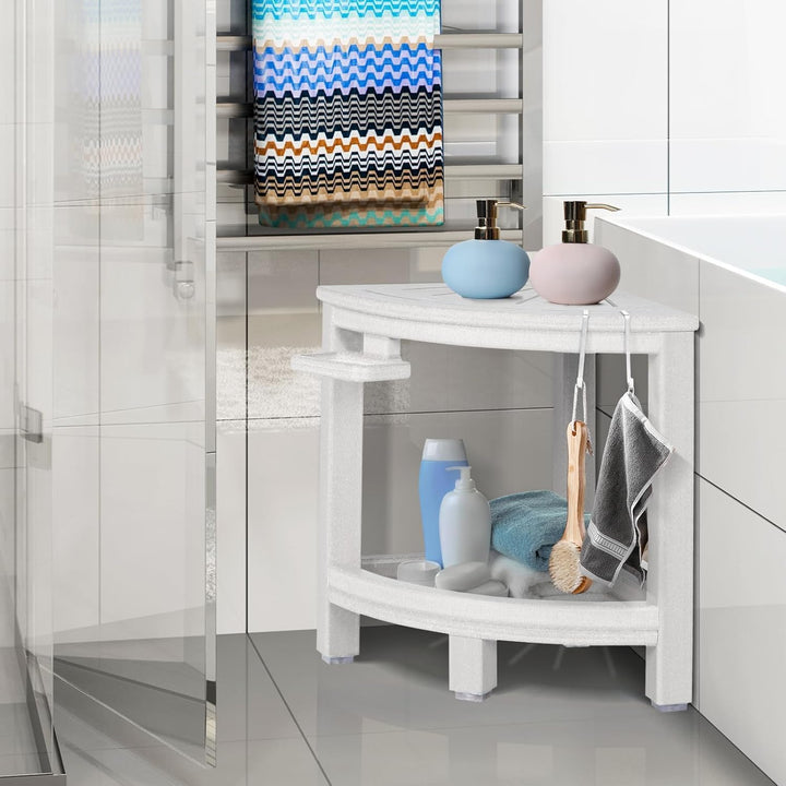 NALONE Duschhocker, HDPE Badhocker modern Design 2-Tier badezimmerhocker mit rutschfesten Fusspolste