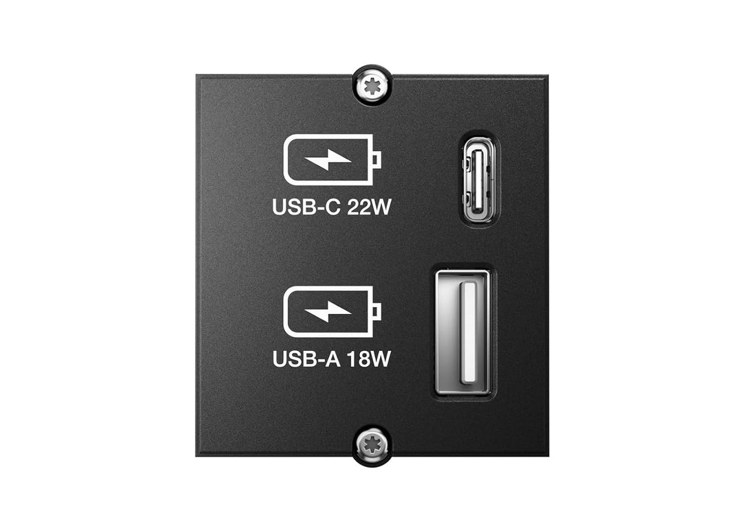 Bachmann Keystone Modul USB Doppelcharger 1xUSB-A, 1xUSB-C max. 22W, 917227, schwarz