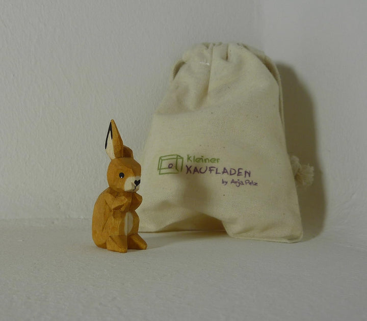 Hase Ohren hoch von Lotte Sievers-Hahn 4,5 cm mit Baumwollbeutel Krippenfigur