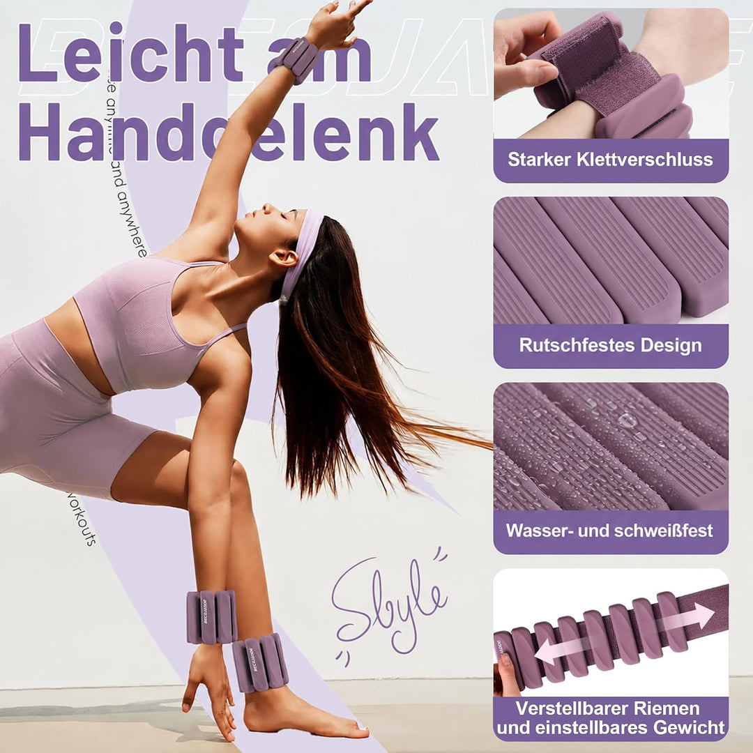 BECOJADDE Gewichtsmanschetten fuss 0.45 KG / 0.9 KG Je Gewichte für Beine und Arme Set 2 Ankle Weigh