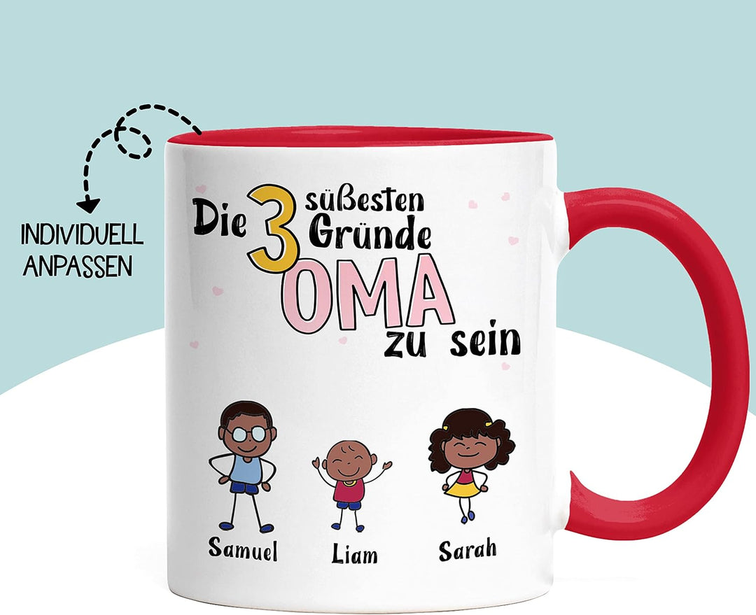 Oma Tasse Rot Geburtstag Personalisiert für Oma Enkel Enkelin Baby Geschenk Kinder Oma Geschenk Mutt