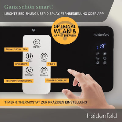 Heidenfeld Konvektor Heizung GK200 | 𝟯 𝐉𝐀𝐇𝐑𝐄 𝐆𝐀𝐑𝐀𝐍𝐓𝐈𝐄 - Glaskonvektor 2000 Watt - Heizlüfter - Heizk