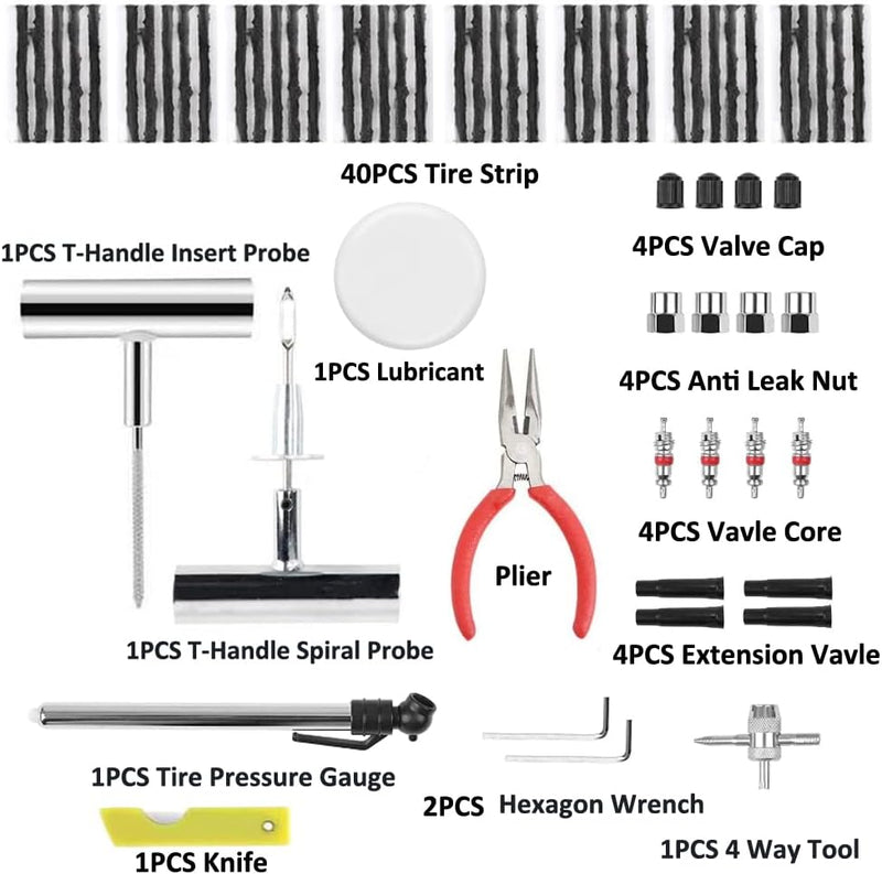 ETOPARS Reifen Reparaturset 67 Stück Auto Reifenreparaturset Autoreifen Flickzeug Reifenreparatur We