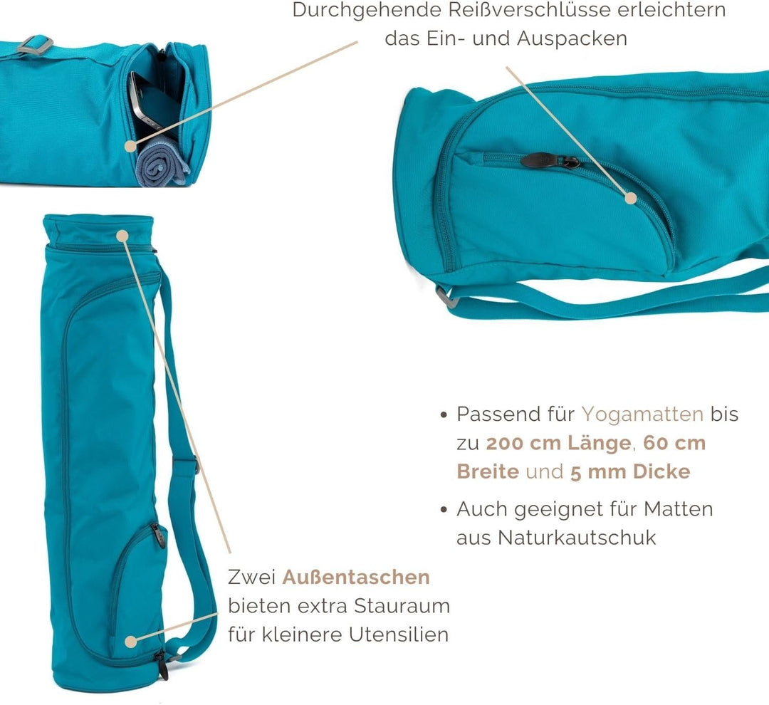 Bodhi Yogatasche ASANA Bag | Spritzwasserfeste Sporttasche | Aussentaschen für extra Platz | Polyest