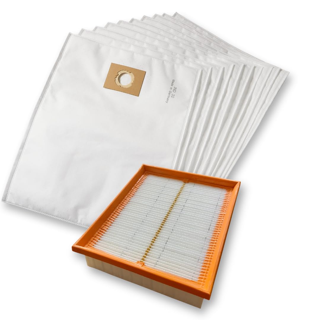 Set: 1x Filter + 10x Vliesbeutel für Kärcher NT 35/1 Eco/M/Tact/Te/Te M - Staubfilter + Staubsaugerb