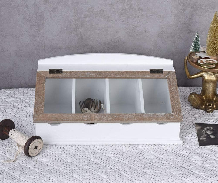 Vintage Besteckkasten „Villa Lotti“ – Shabby Weiss Landhausstil Besteckkiste aus Holz &amp; MDF HMA33 Pa