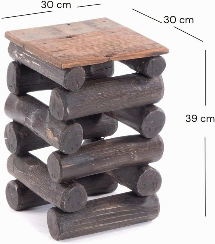 DESIGN DELIGHTS TEAKHOLZ HOCKER Block 38 | 30x30x39cm (BxTxH), Teak Altholz | Massivholz Sitzhocker,