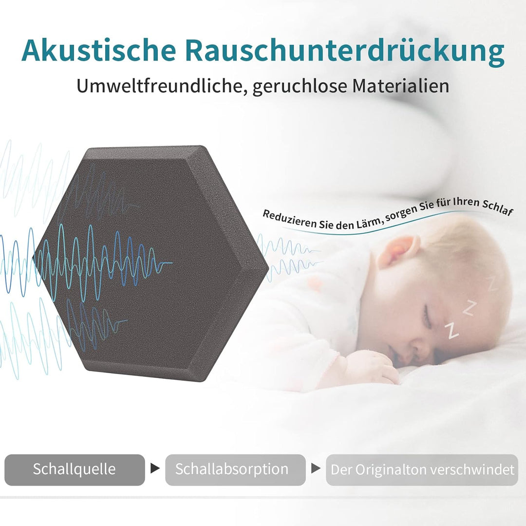HyFanStr Schalldämmung akustikschaumstoff selbstklebend, Hexagon schallabsorber akkustikschaumstoffm