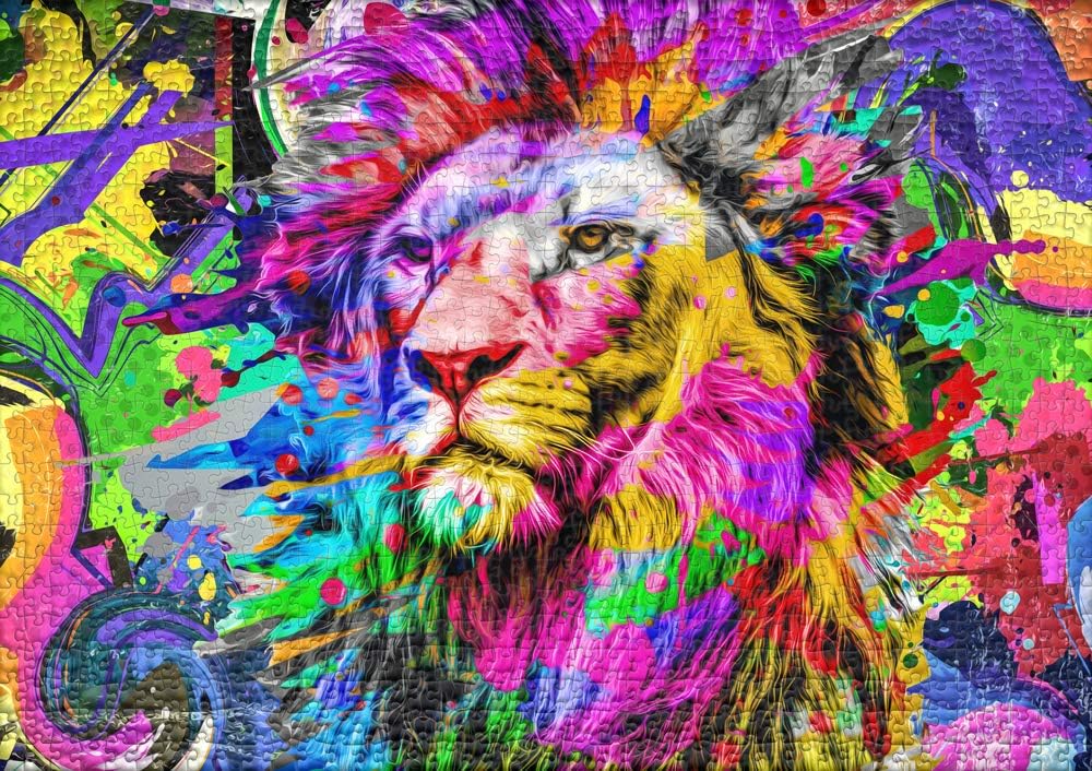 Ulmer Puzzleschmiede - Puzzle „Farben-Pracht“ - Modernes 1000 Teile Puzzle – farbenfrohes Puzzlemoti