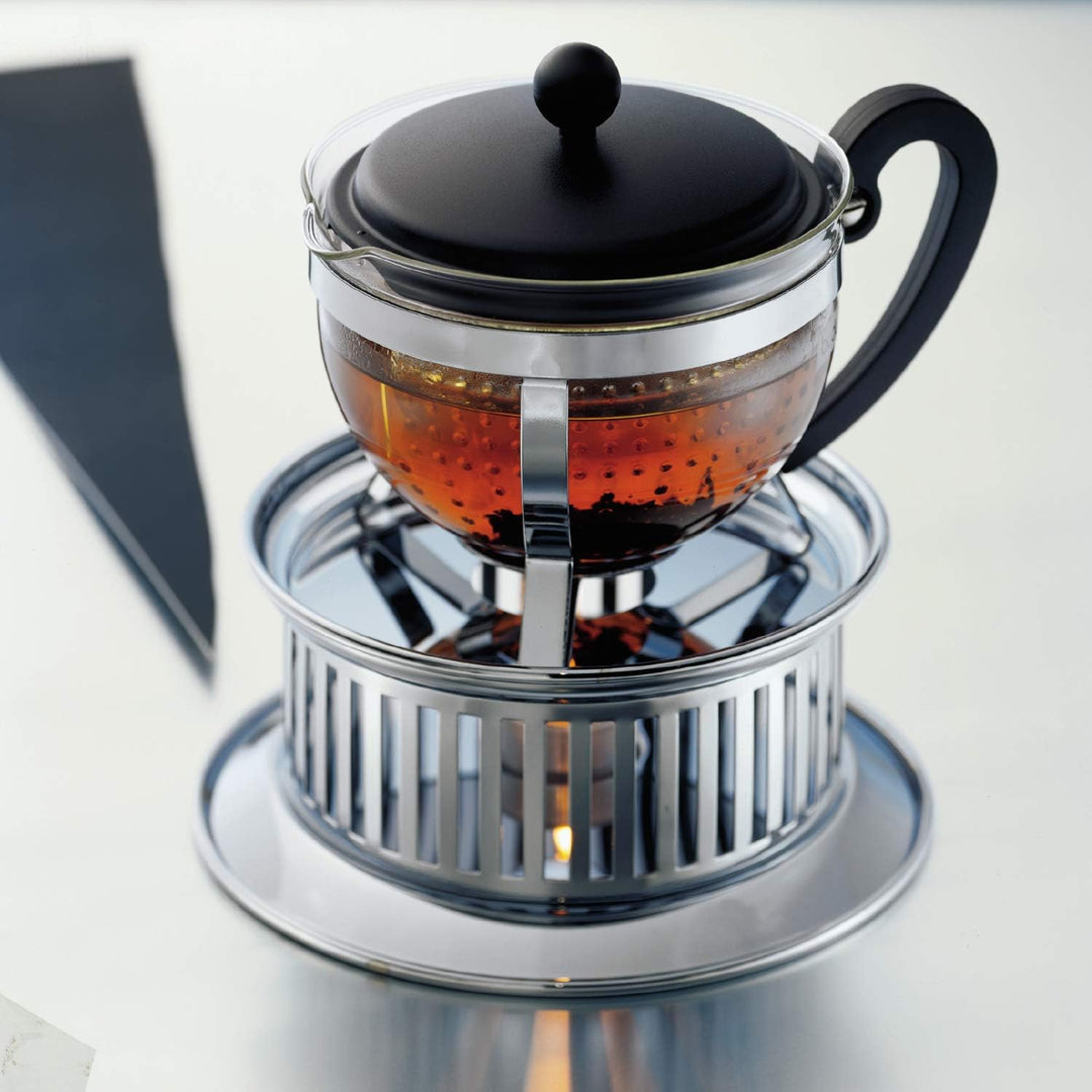 Bodum 1975-01 CHAMBORD Teekanne (Farbiger Plastikdeckel, Filter, Hitzebeständig, 1,0 liters) schwarz