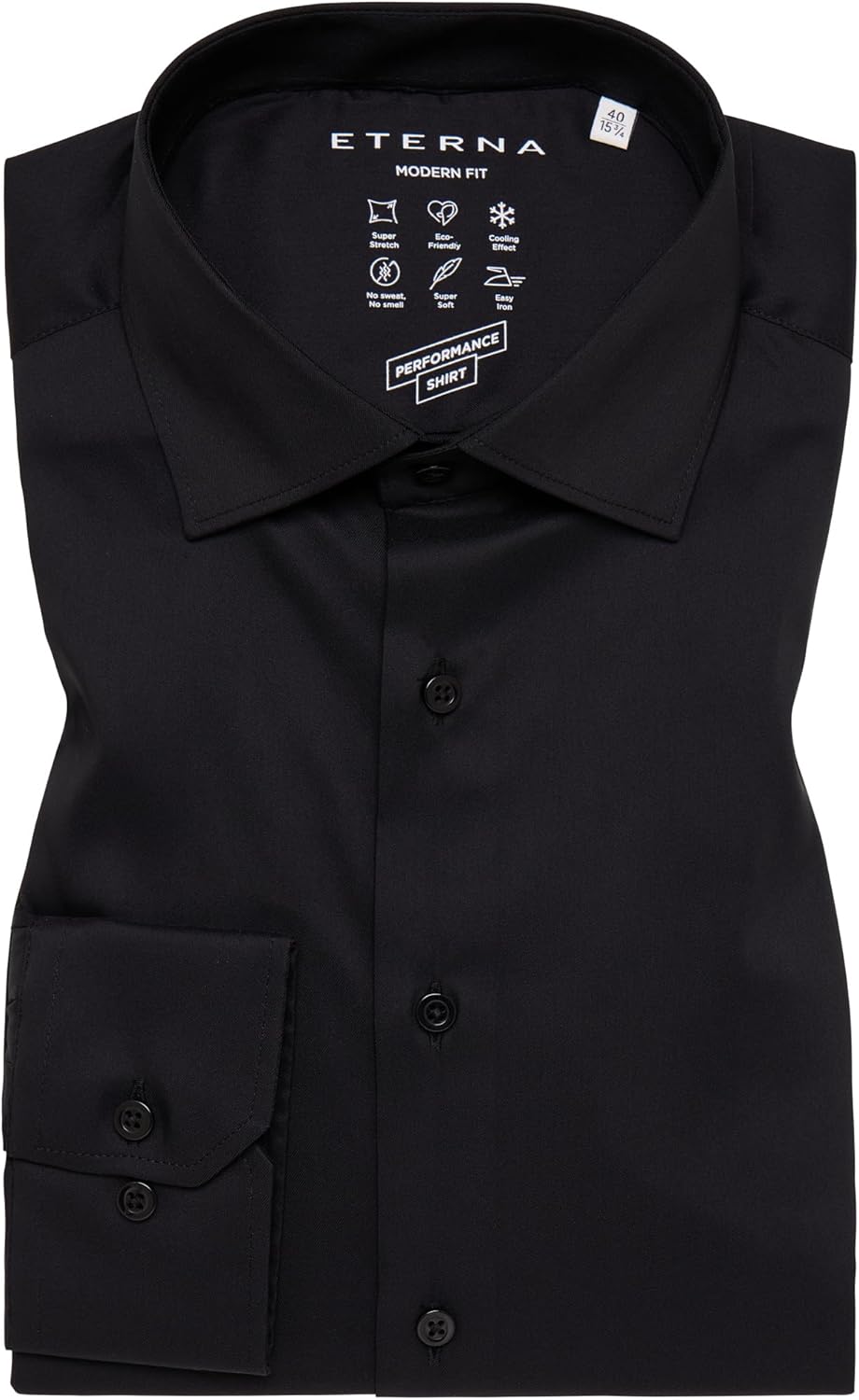 ETERNA Male Performance Shirt unifarben MODERN FIT 39 Schwarz, 39 Schwarz