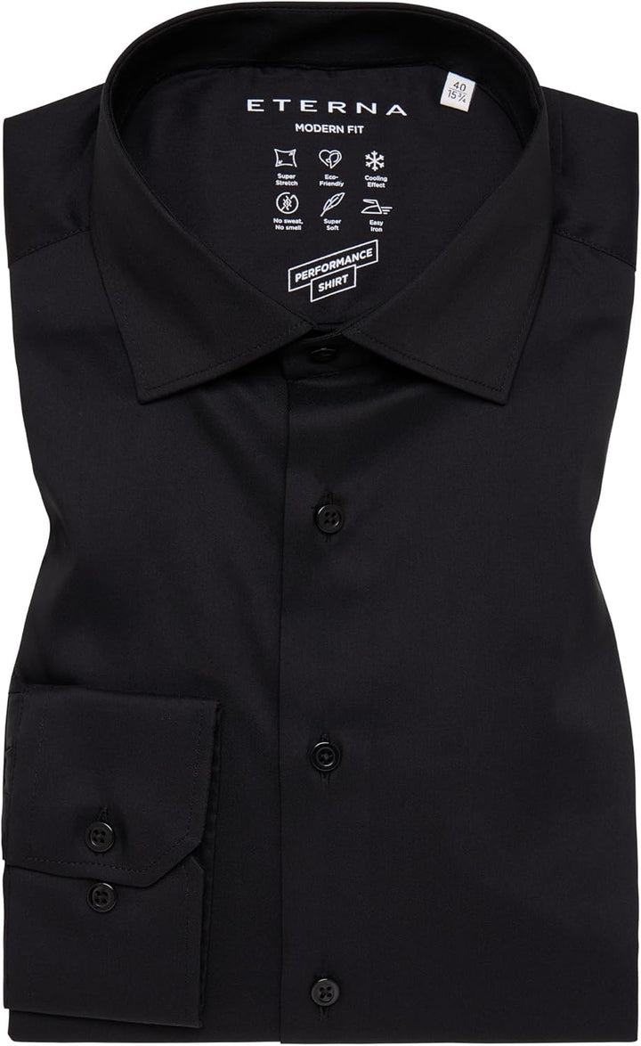 ETERNA Male Performance Shirt unifarben MODERN FIT 39 Schwarz, 39 Schwarz