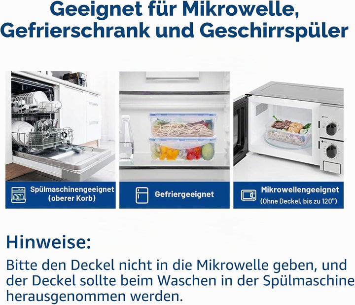 EASYLOCK 6PACK 1150ML Plastik Frischhaltedosen Set mit Deckel, Meal Prep Boxen, Aufbewahrungsbox Küc