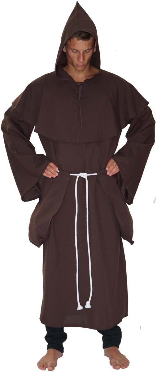 MAYLYNN 14109 - Kostüm Mönch Herren Mönchskutte Mittelalter 3-teilig braun, Grösse:S S Braun, S Brau
