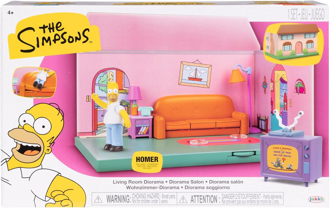 DIE Simpsons Wohnzimmer-Diorama-Haus-Spielset von JAKKS Pacific, inkl. 6 cm grosser Homer-Figur und