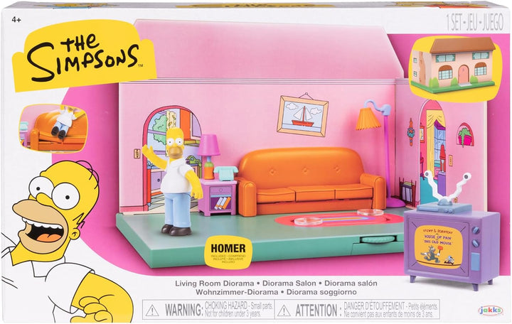 DIE Simpsons Wohnzimmer-Diorama-Haus-Spielset von JAKKS Pacific, inkl. 6 cm grosser Homer-Figur und