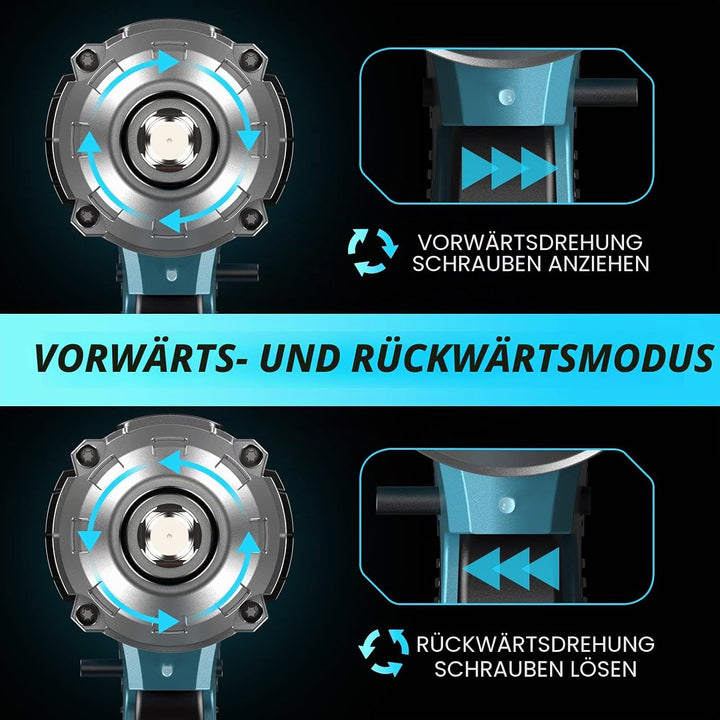 Seesii Akku Schlagschrauber 650Nm(479 Ft-lb) hohes Drehmoment, 3300 U/min, Bürstenloser Motor, mit 2