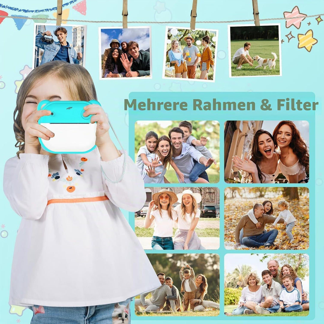 Sofortbildkamera für Kinder mit Drucker, 48MP & 1080P Digitalkamera mit 2,4 Zoll Display, Kinderkame