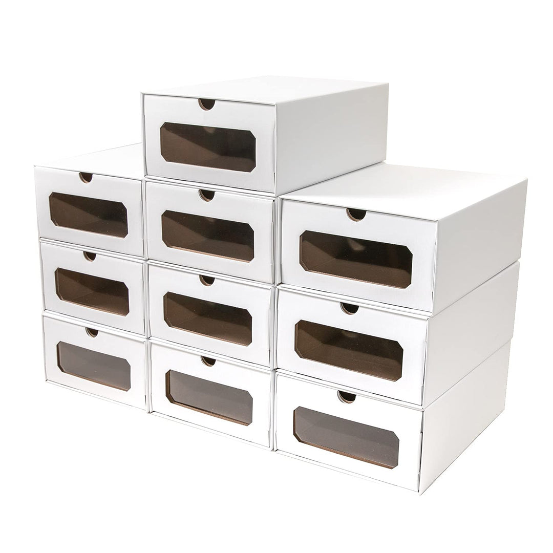 10 x PresentFill® Aufbewahrungsbox Weiss Schuhbox Schuhkiste Schuhschachtel Schuhkarton Ordnungsboxe