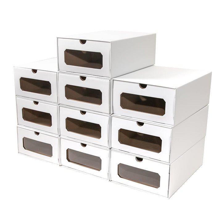 10 x PresentFill® Aufbewahrungsbox Weiss Schuhbox Schuhkiste Schuhschachtel Schuhkarton Ordnungsboxe