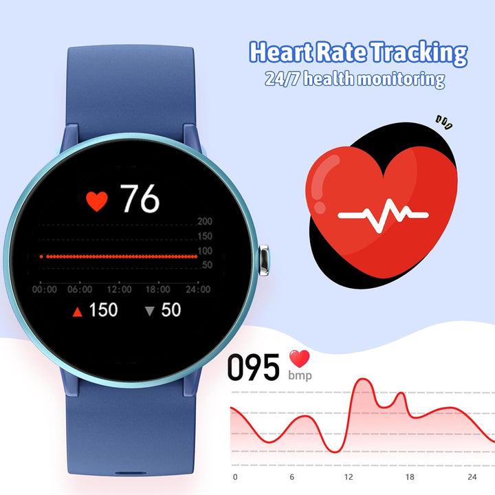 Smartwatch Kinder Jungen Mädchen, Aktivitäts Tracker Uhr IP68 wasserdichte, 19 Sportmodi, Herzfreque