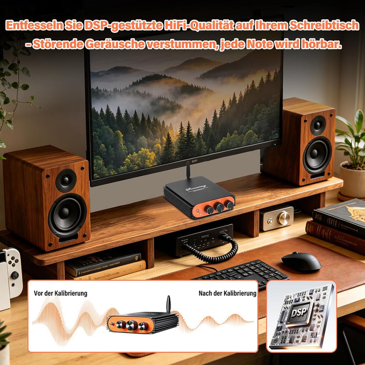 5.3 Bluetooth Verstärker HiFi Stereo, 300Wx2 2-Kanal Mini Subwoofer Amplifier mit TPA3255 Amp Chip,