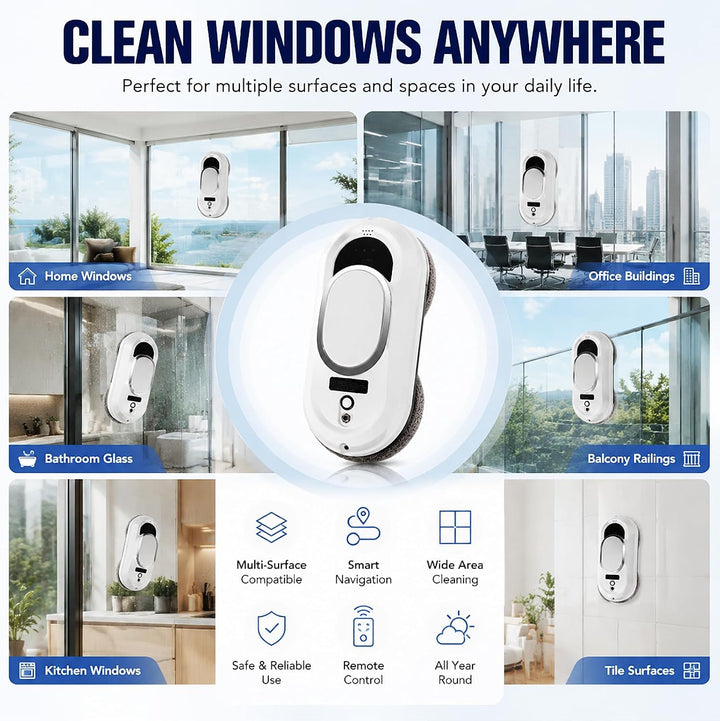 Fensterputzroboter 2800Pa Fensterroboter mit 3 Reinigungsmodi Automatischer Fensterreiniger Roboter
