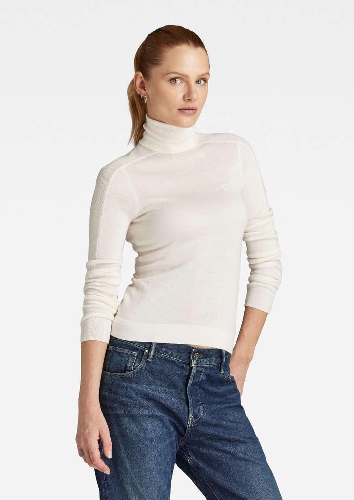 G-STAR Damen Core Slim Turtle Knitted Sweater XS Beige (Eggnog D23678-b692-g076), XS Beige (Eggnog D