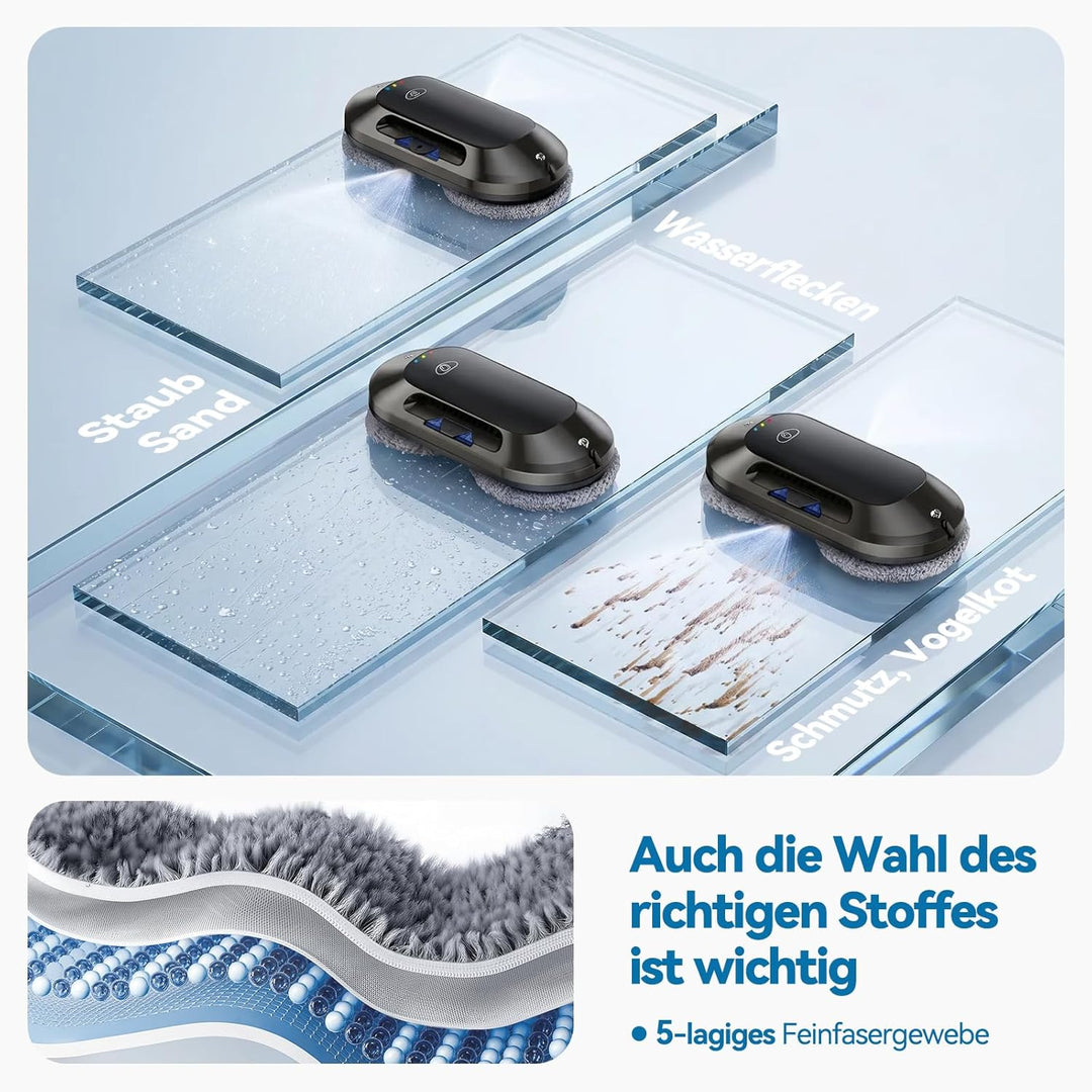W23D Fensterputzroboter mit aktiver Sprühfunktion, 6000 Pa Saugkraft,, W23d