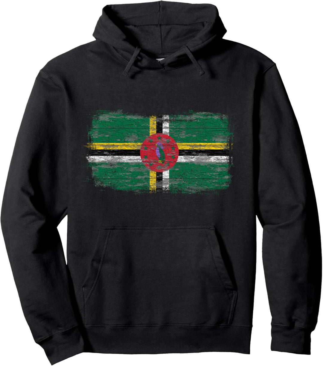 Rustikale Nationalflagge Dominica Pullover Hoodie