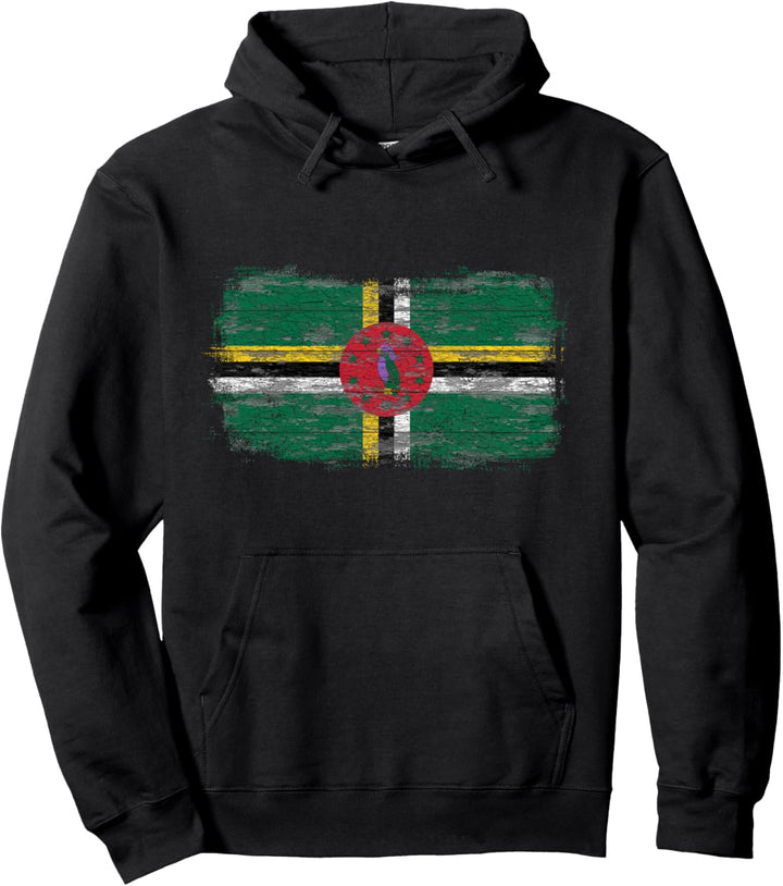 Rustikale Nationalflagge Dominica Pullover Hoodie