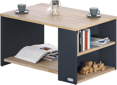 Casaria® Couchtisch Grau Holz mit Stauraum 2 Fächer 90x59x48cm Kratzfest 50kg Belastbar Rechteckig A