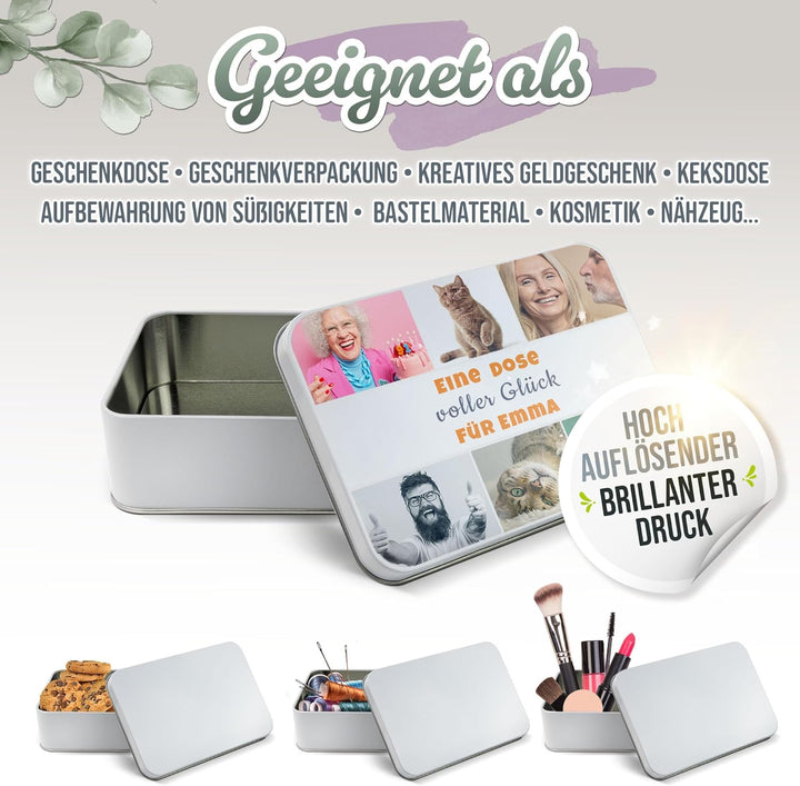 Print Royal PR Geschenkdose selbst gestalten mit 6 Fotos & 3 Zeilen Text - Blechdose bedrucken, Pers