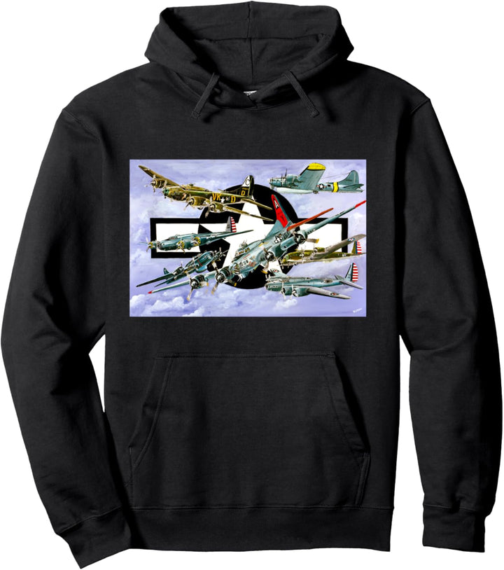 Patriotic WW2 USA Air Superiority Vintage B-17 Bomber WWII Pullover Hoodie