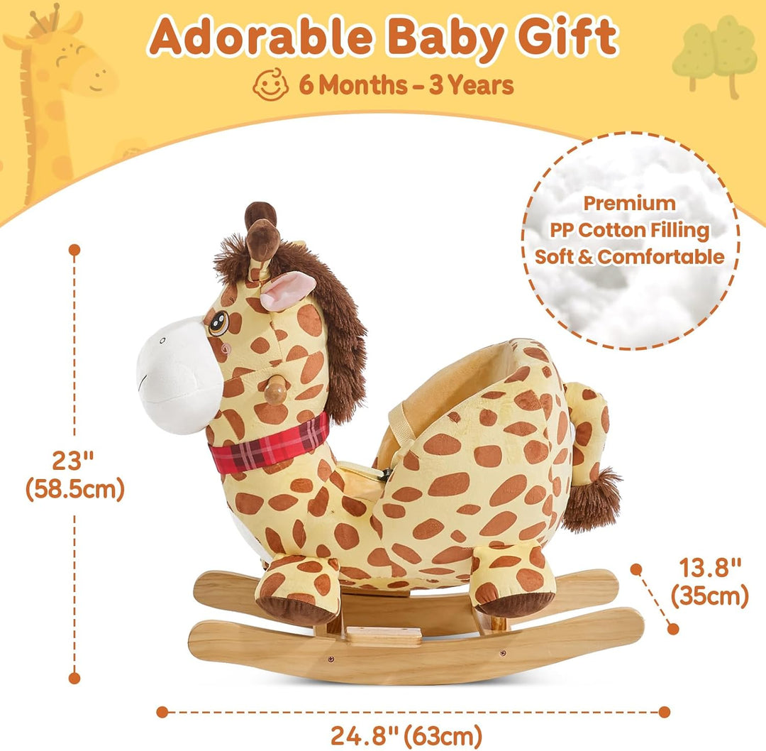 FUNLIO Giraffen-Baby-Schaukelpferd für Kleinkinder von 6 Monaten bis 3 Jahren, Plüschtier zum Aufsit