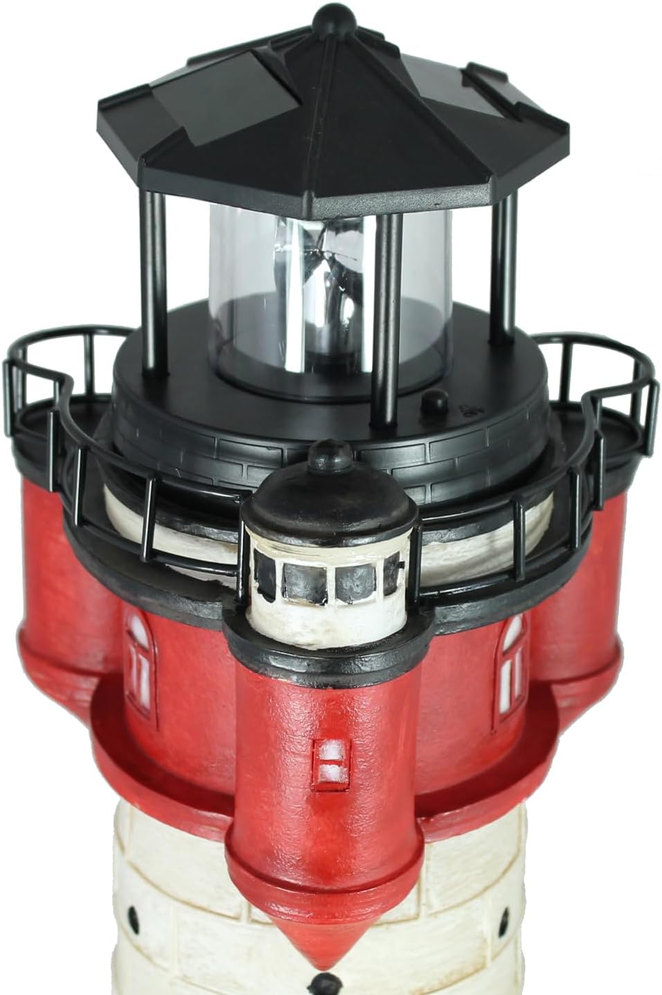 Leuchtturm Roter Sand mit Solar Beleuchtung Rundum Leuchtfeuer Maritime Deko Gartendeko Deko Leuchtt