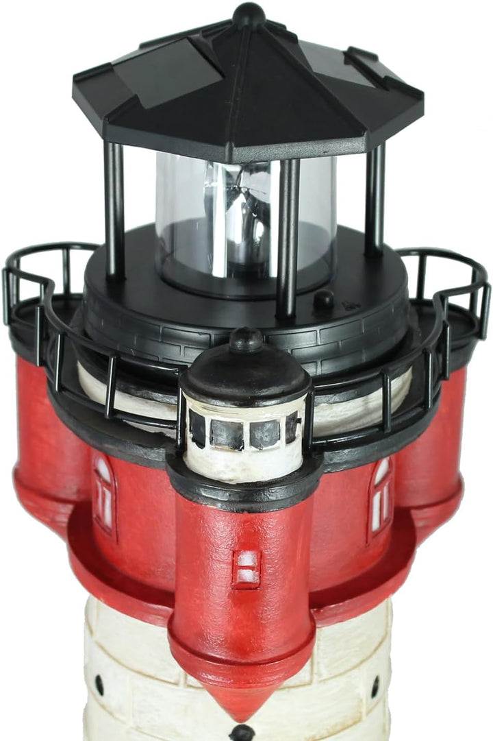 Leuchtturm Roter Sand mit Solar Beleuchtung Rundum Leuchtfeuer Maritime Deko Gartendeko Deko Leuchtt