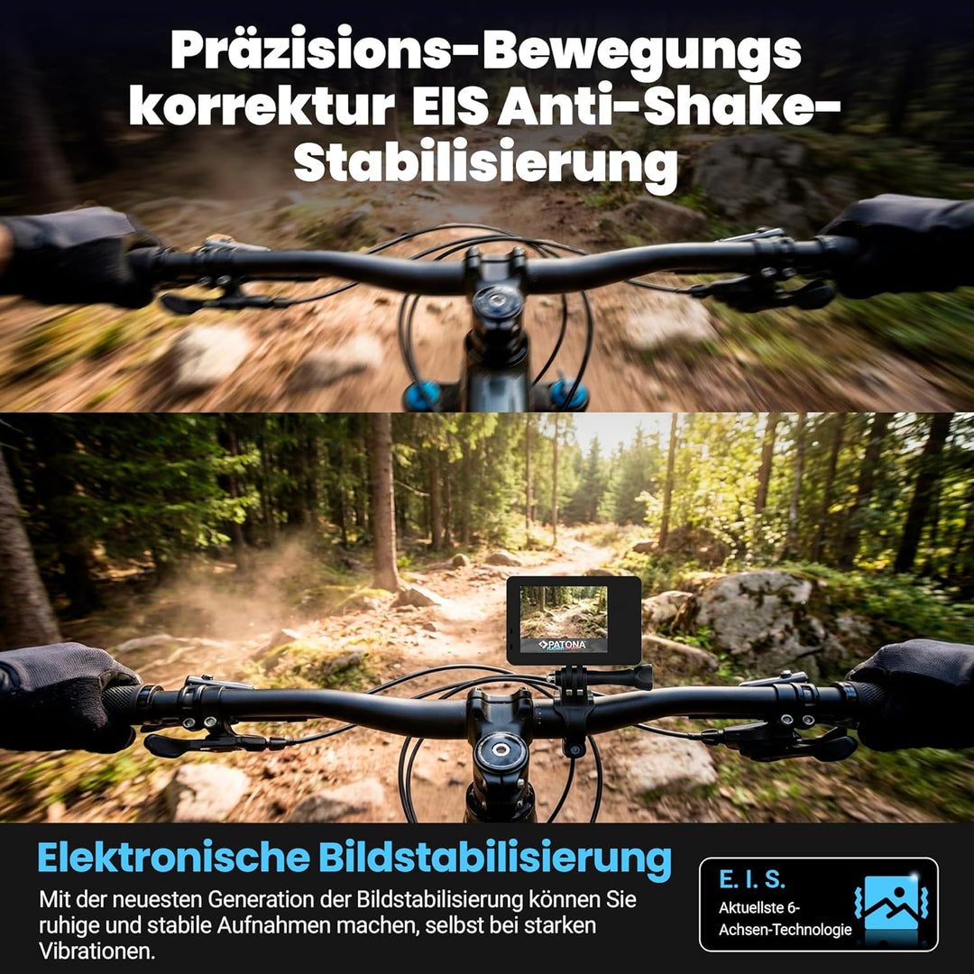 PATONA Action Cam Life SL5 | 6K 90fps 64MP EIS | 170° Weitwinkel Videokamera | Dual Screen Kamera |