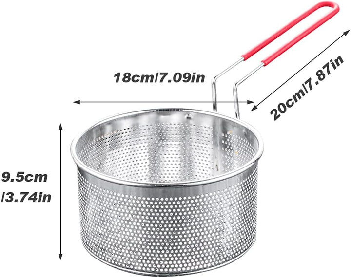 DASNTERED Frittierkorb mit Griff, Frittierkorb Langer Griff Universal Edelstahl für Topf Rund Lebens