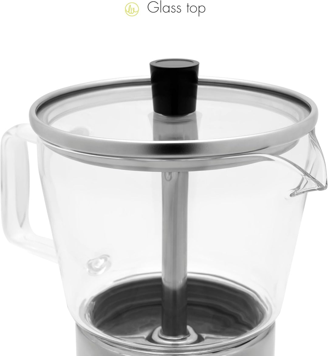 Leopold Vienna Espressokocher Induktion Edelstahl Kaffeezubereiter mit Edelstahl-Filter für 4 Tassen