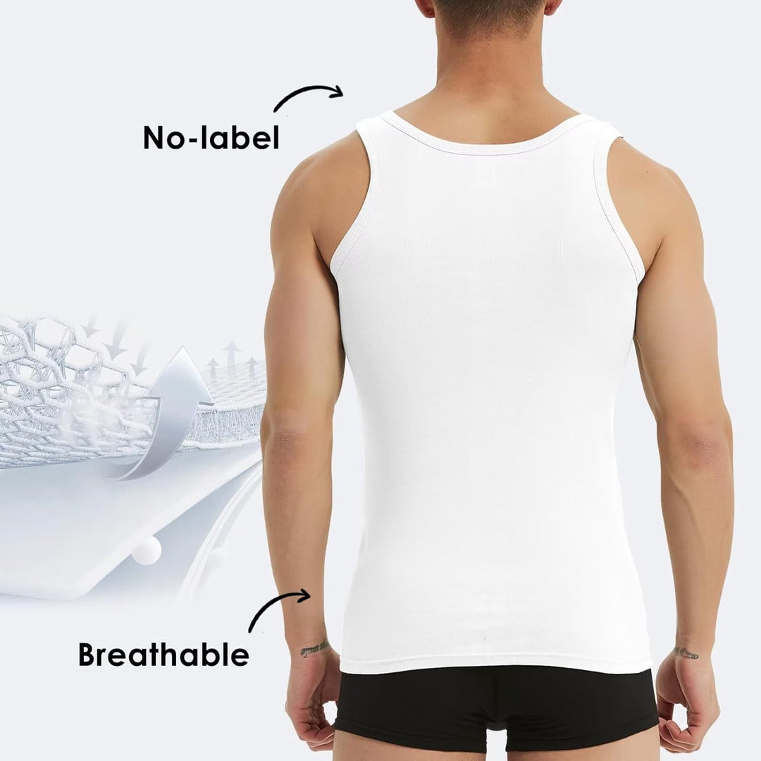 Unterhemd Herren 3/5er Pack 100% Baumwolle Tank Top Feinripp, S 5*weiß