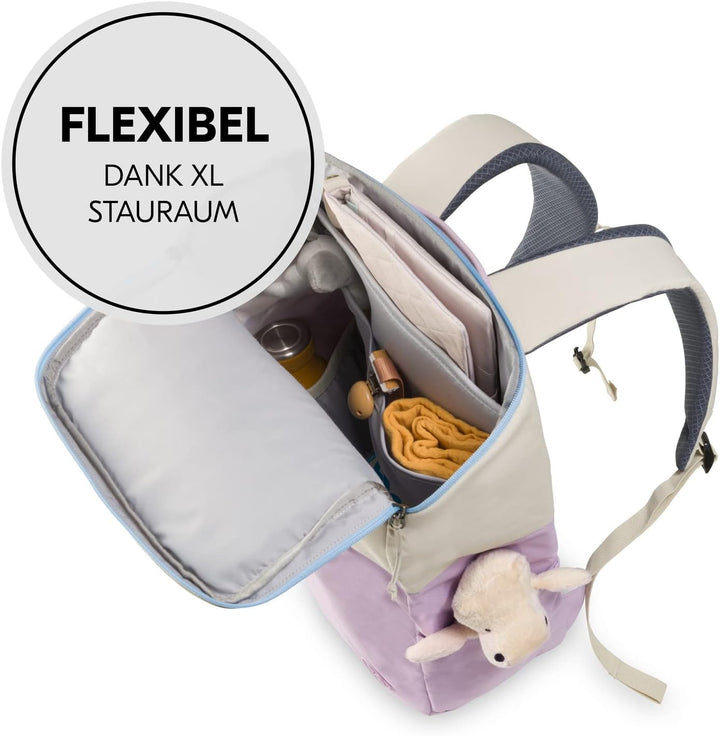 hauck Pack N Walk, Beige Lavendel - Wickelrucksack und Wickeltasche 22 Liter mit Innentaschen, Ausse