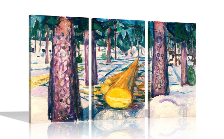 The Yellow Log von Edvard Munch Prints Leinwandbild, moderne Bilder, 3-teilig, gerahmtes Kunstwerk f