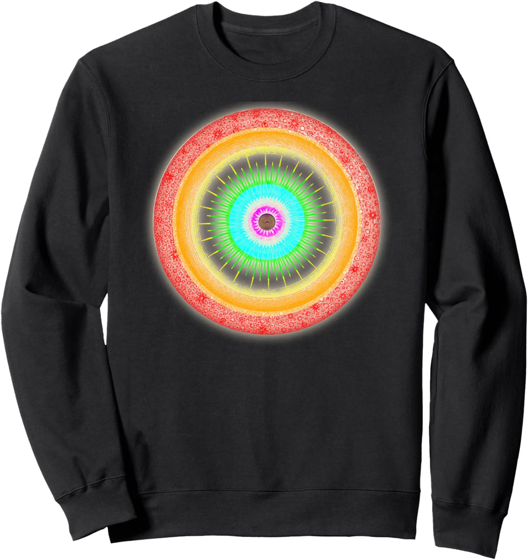 Psychedelisches Planetensystem, das Auge buntes Retro sieht Sweatshirt