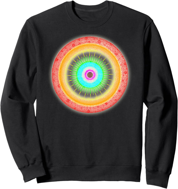 Psychedelisches Planetensystem, das Auge buntes Retro sieht Sweatshirt