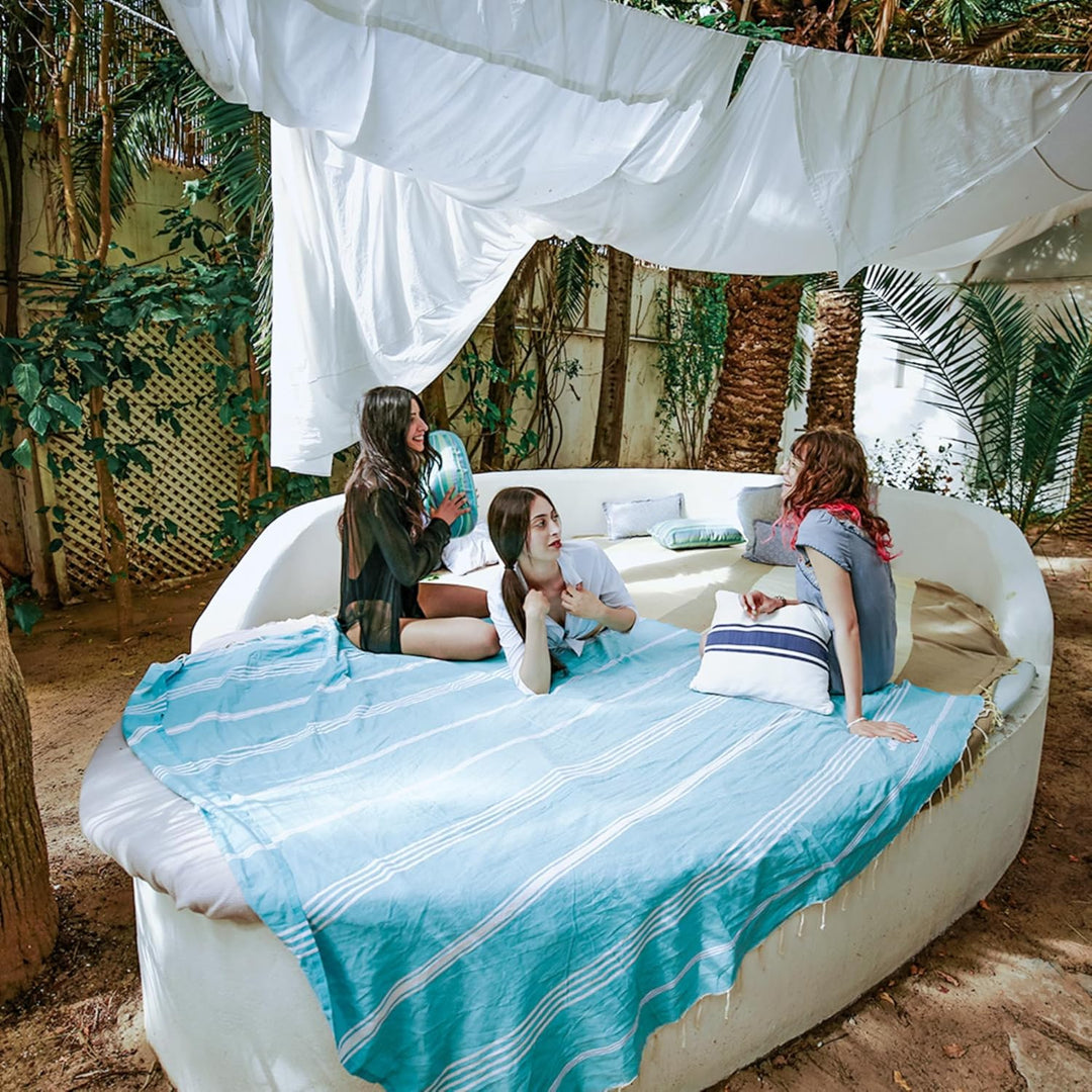 SOLTAKO Fouta Bali Premium XXL, Aqua, 200/200cm, Aqua 200/200cm