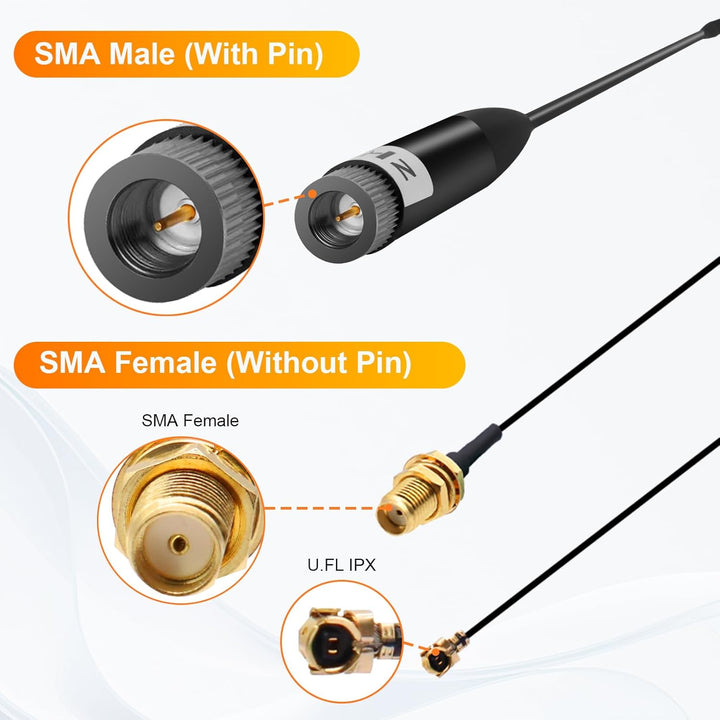 5 Stück 868-MHz Antenne, 10dBi Gain 19.5 cm Omni SMA Stecker 19.5cm + (U.FL IPX) auf SMA Buchse Kabe