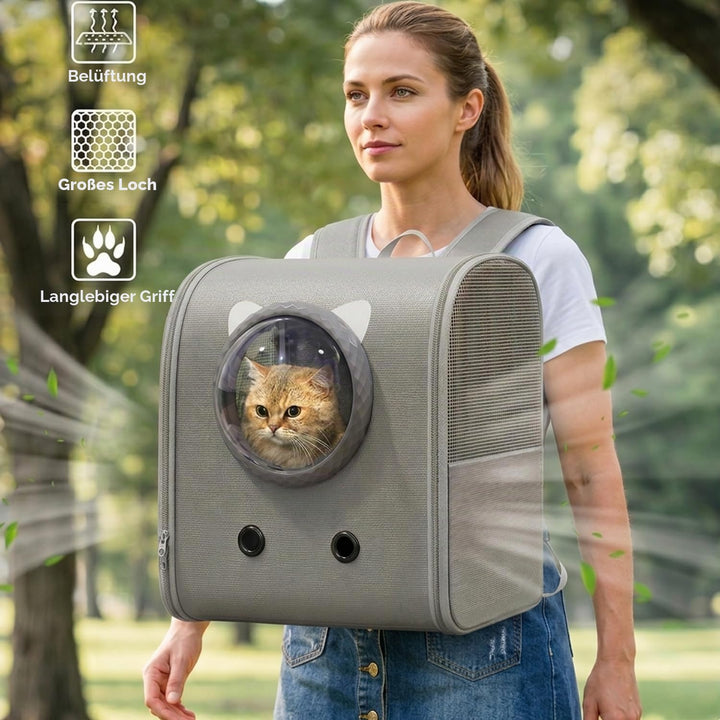 Katzenrucksack mit Fenster bis 10kg, Haustier Rucksack für Katzen Hunde, Belüftet & Ergonomisch mit